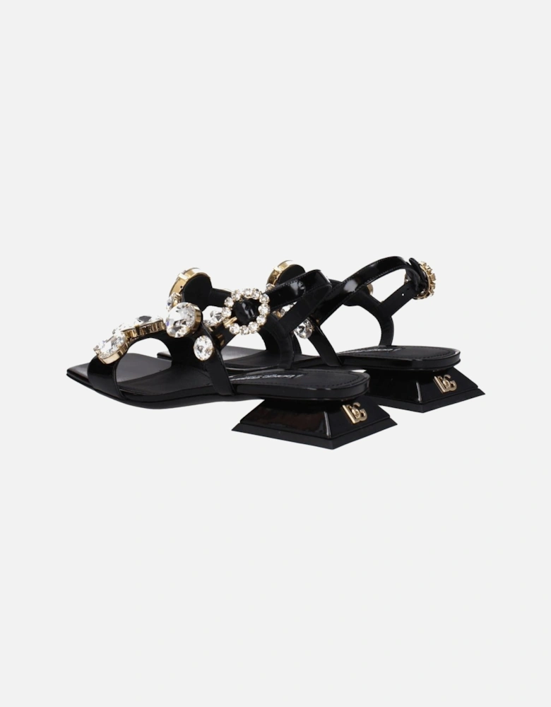 Rhinestone Cobra Skin Open Toe Sandals Women - Black