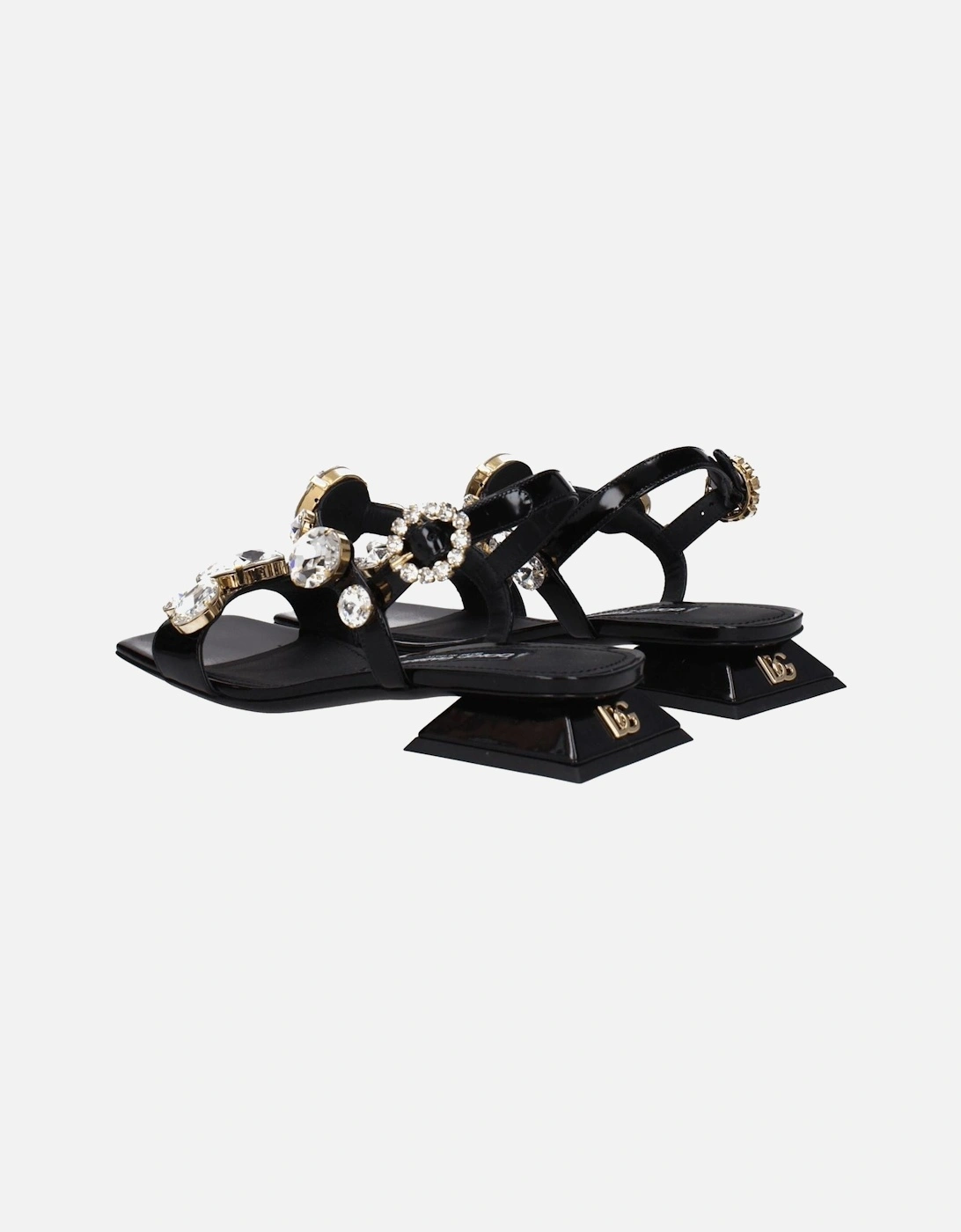 Rhinestone Cobra Skin Open Toe Sandals Women - Black