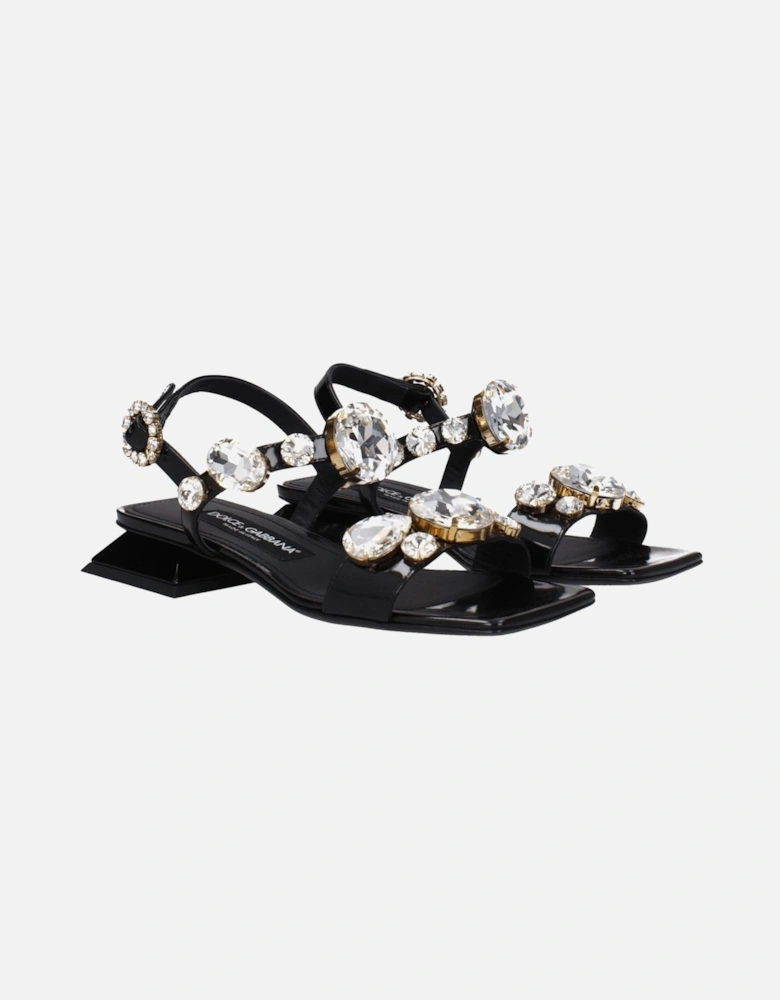 Rhinestone Cobra Skin Open Toe Sandals Women - Black