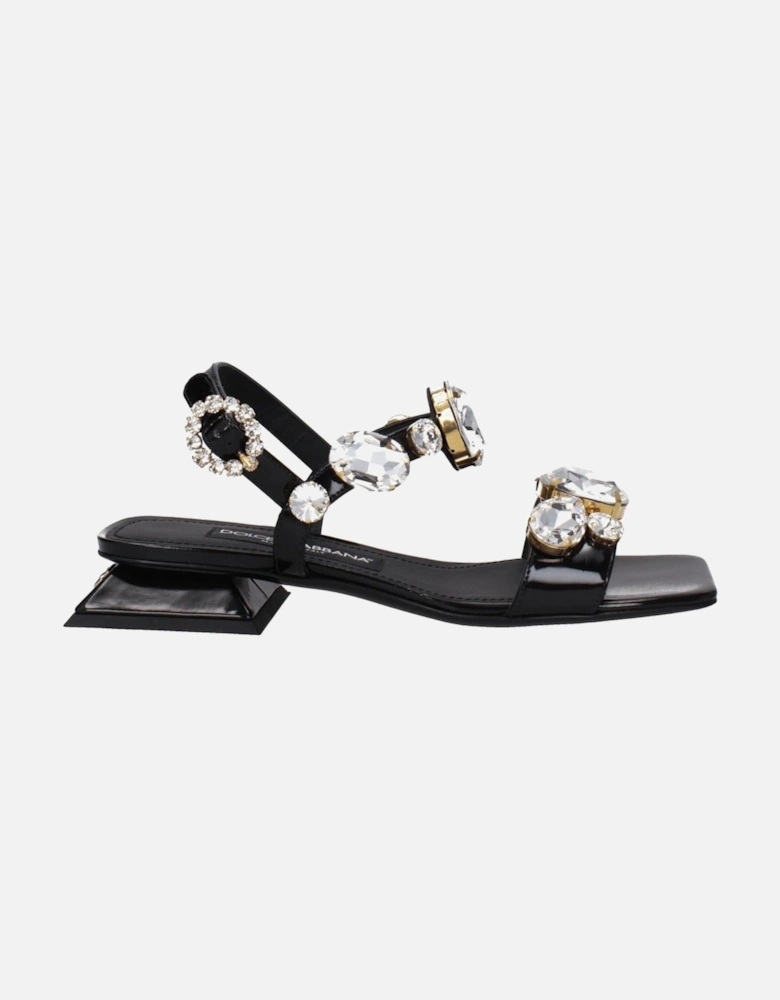 Rhinestone Cobra Skin Open Toe Sandals Women - Black