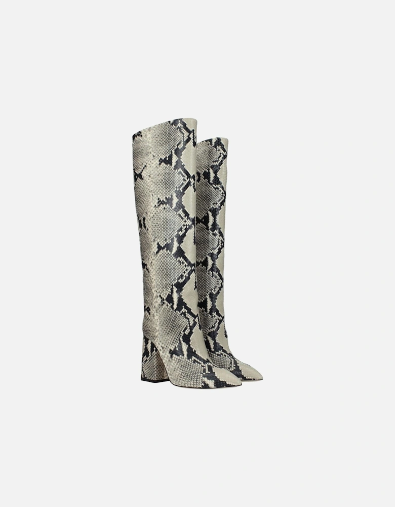 Pointy Toe High Heel Leather Boots Women - Beige