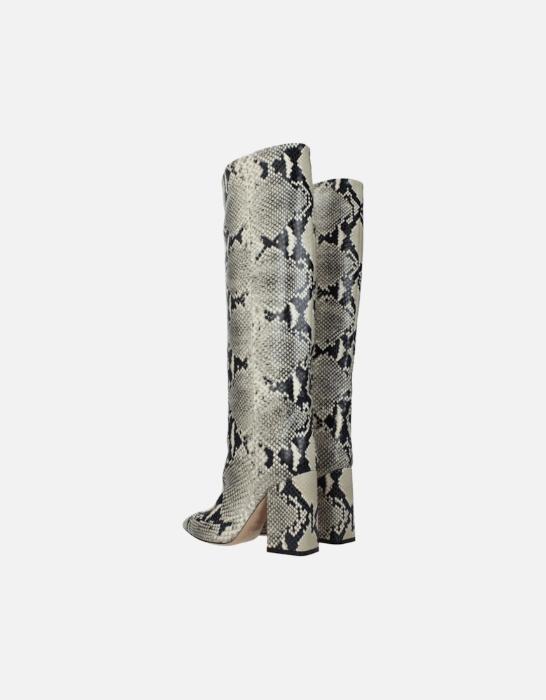 Pointy Toe High Heel Leather Boots Women - Beige