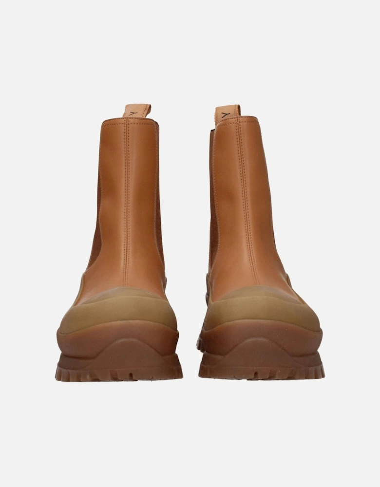 Eco Leather Ankle Boots with Mid Heels Women - Brown