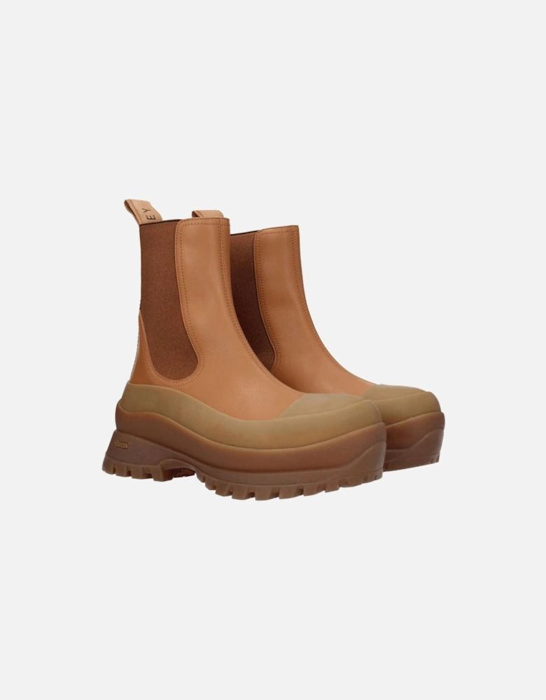 Eco Leather Ankle Boots with Mid Heels Women - Brown
