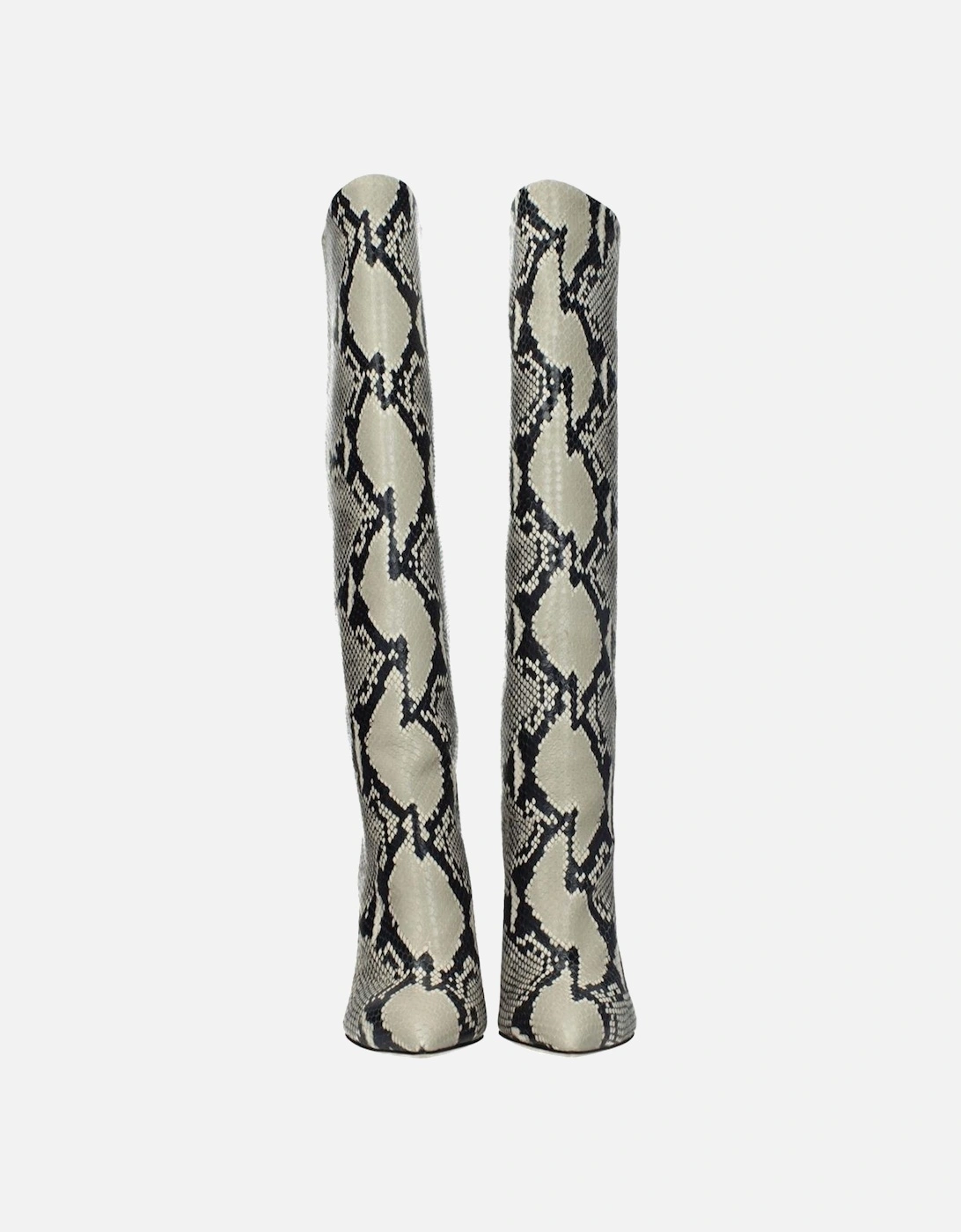 Pointy Toe High Heel Leather Boots Women - Beige