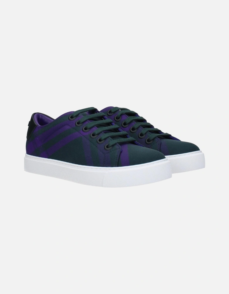 Check Leather Sneakers with Lace-up Closure Women - Green