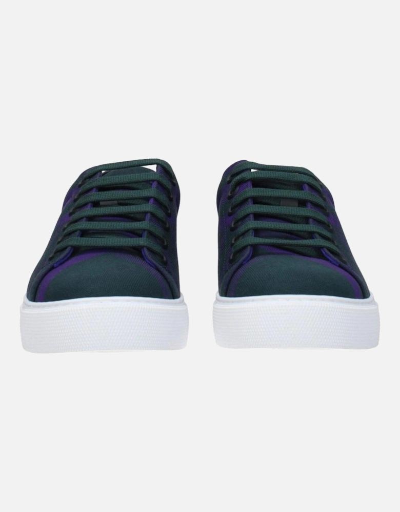 Check Leather Sneakers with Lace-up Closure Women - Green