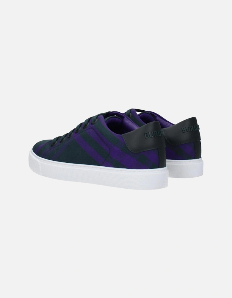 Check Leather Sneakers with Lace-up Closure Women - Green