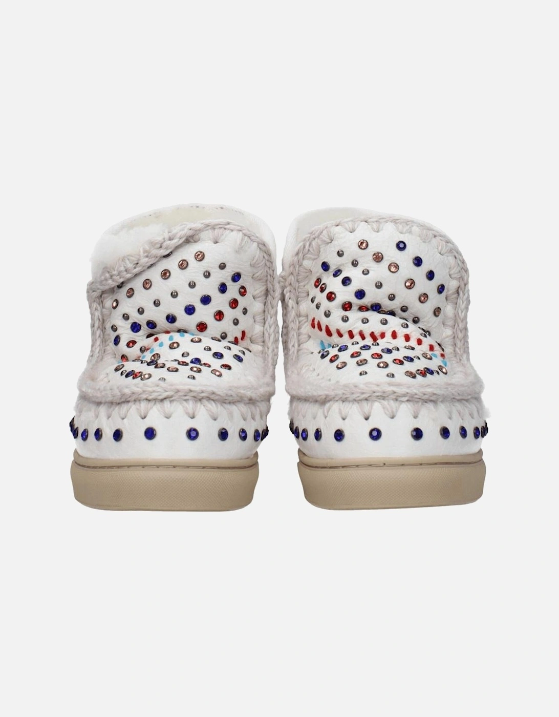 Leather Ankle Boots with Studs and Stones Women - White
