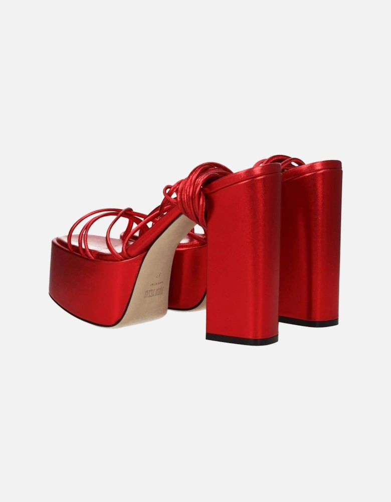 High Heel Open Toe Leather Sandals Women - Red