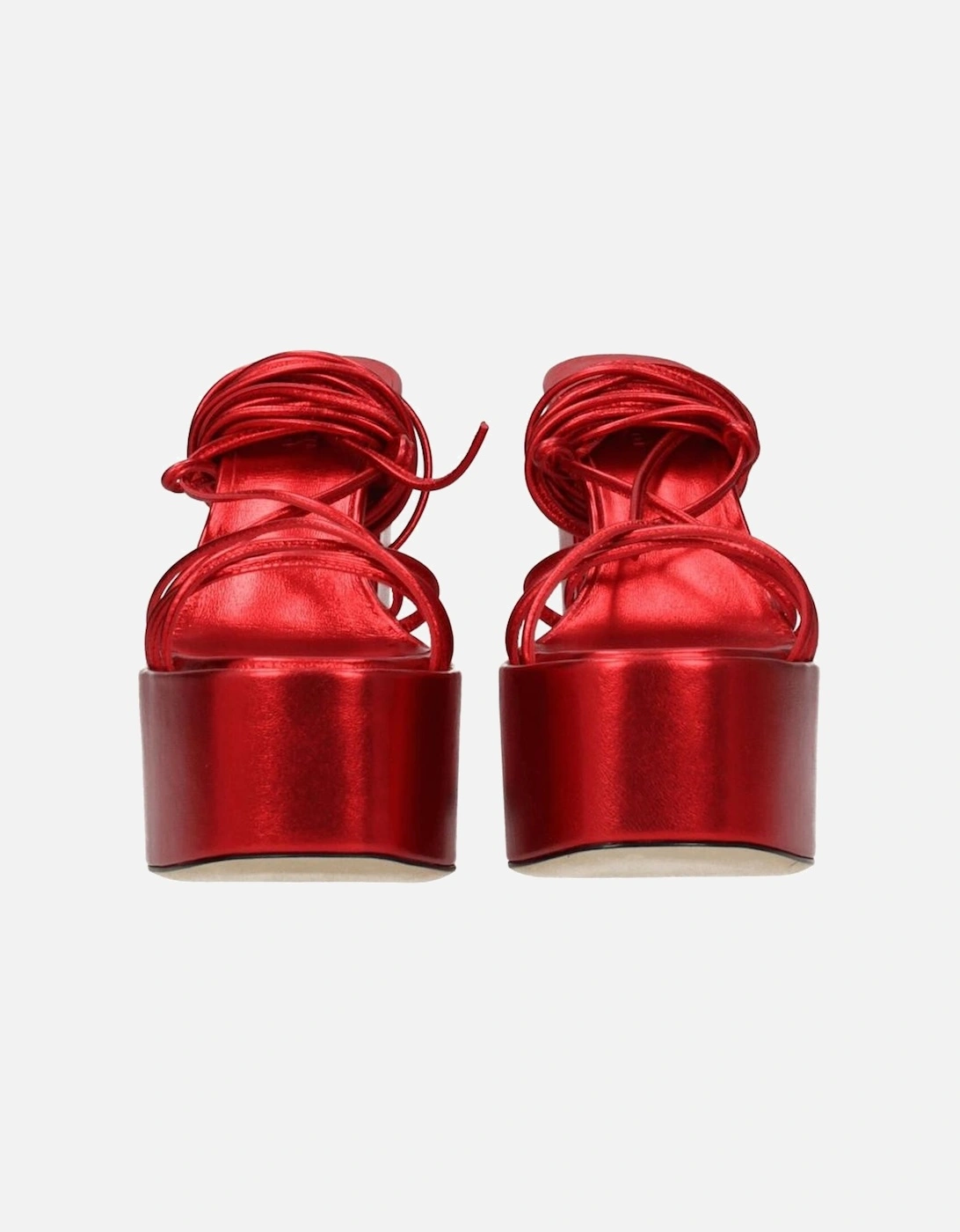 High Heel Open Toe Leather Sandals Women - Red