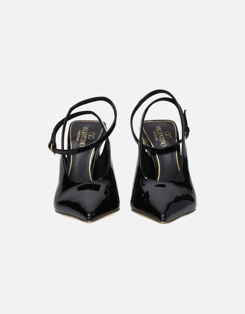 Patent Leather High Heel Sandals with Buckle Closure Women - Black