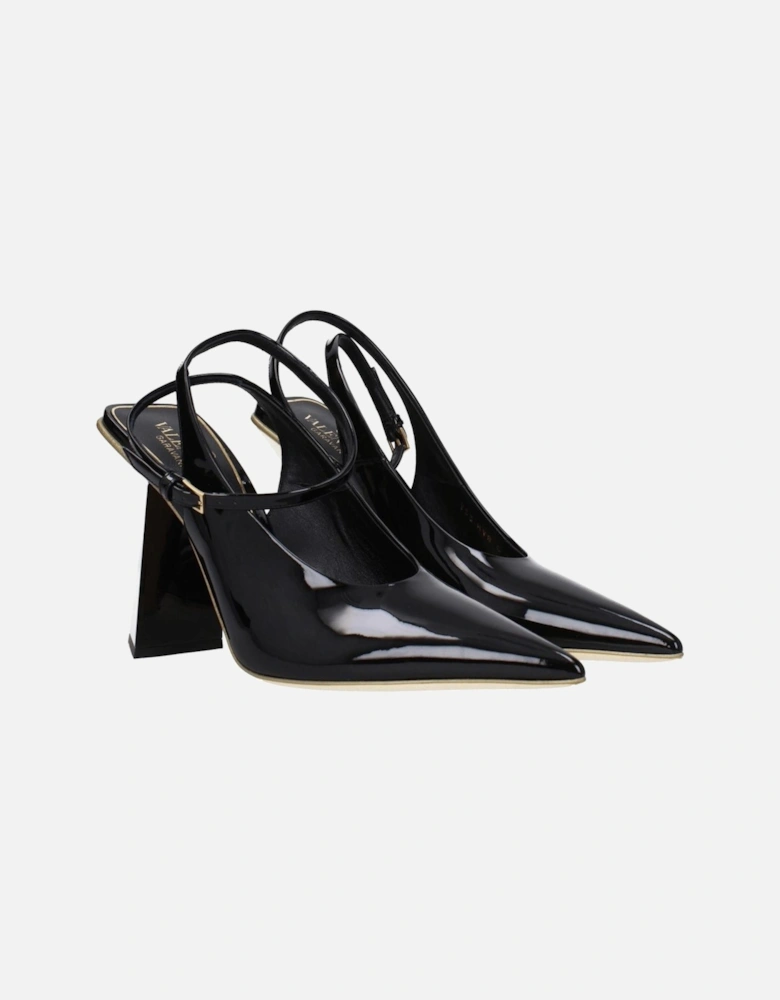 Patent Leather High Heel Sandals with Buckle Closure Women - Black