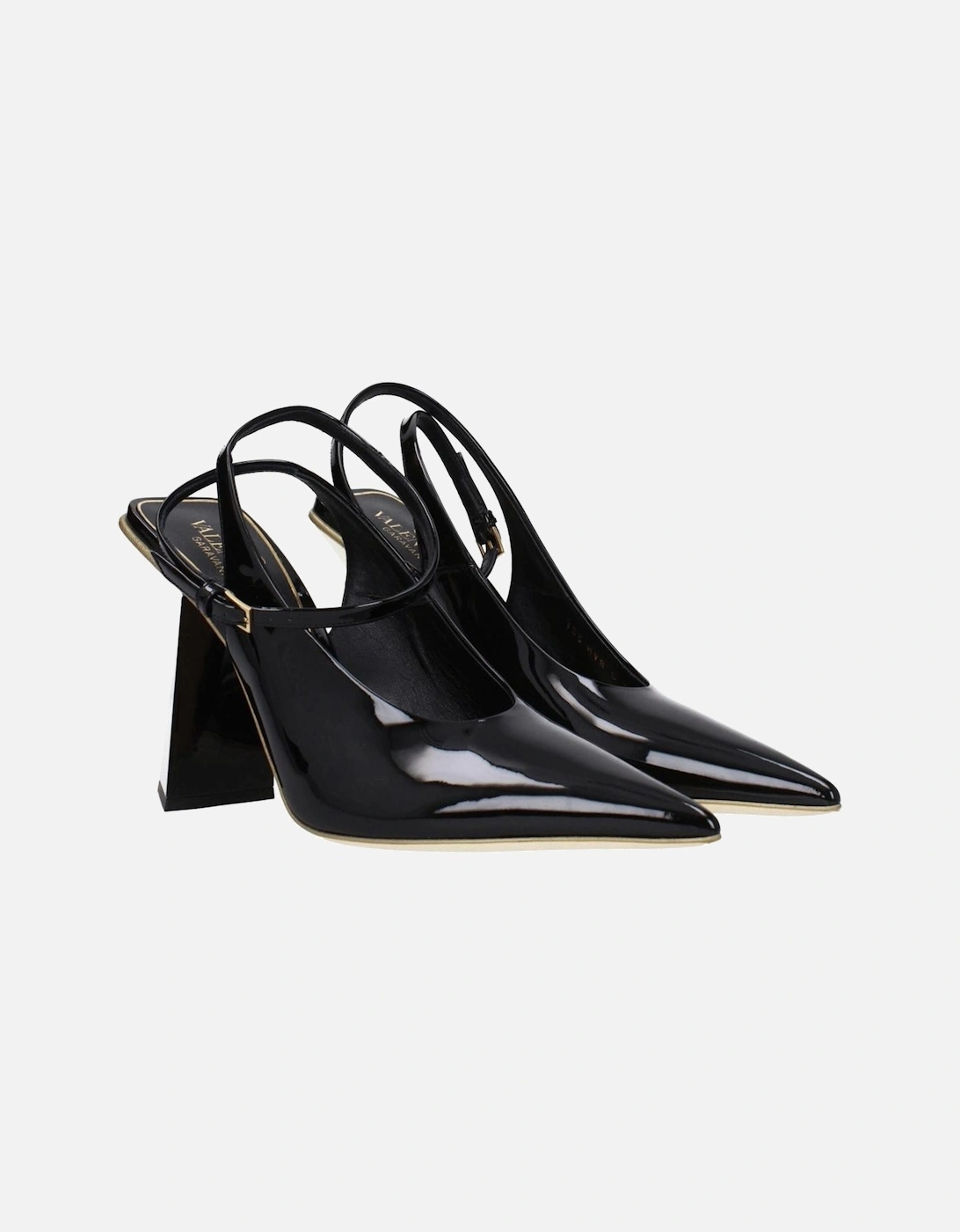 Patent Leather High Heel Sandals with Buckle Closure Women - Black