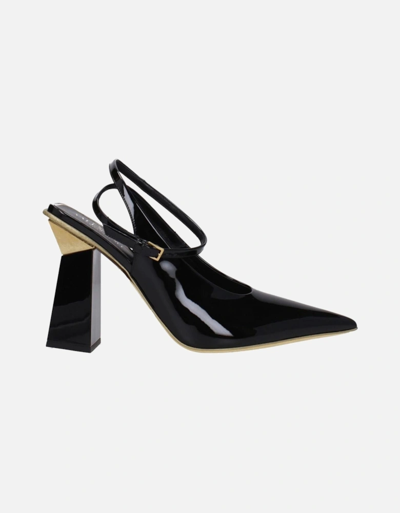 Patent Leather High Heel Sandals with Buckle Closure Women - Black