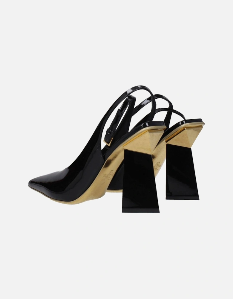 Patent Leather High Heel Sandals with Buckle Closure Women - Black
