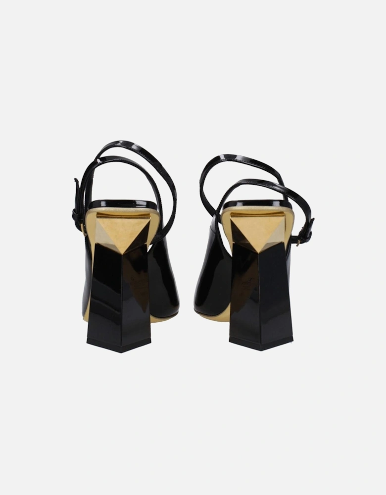 Patent Leather High Heel Sandals with Buckle Closure Women - Black