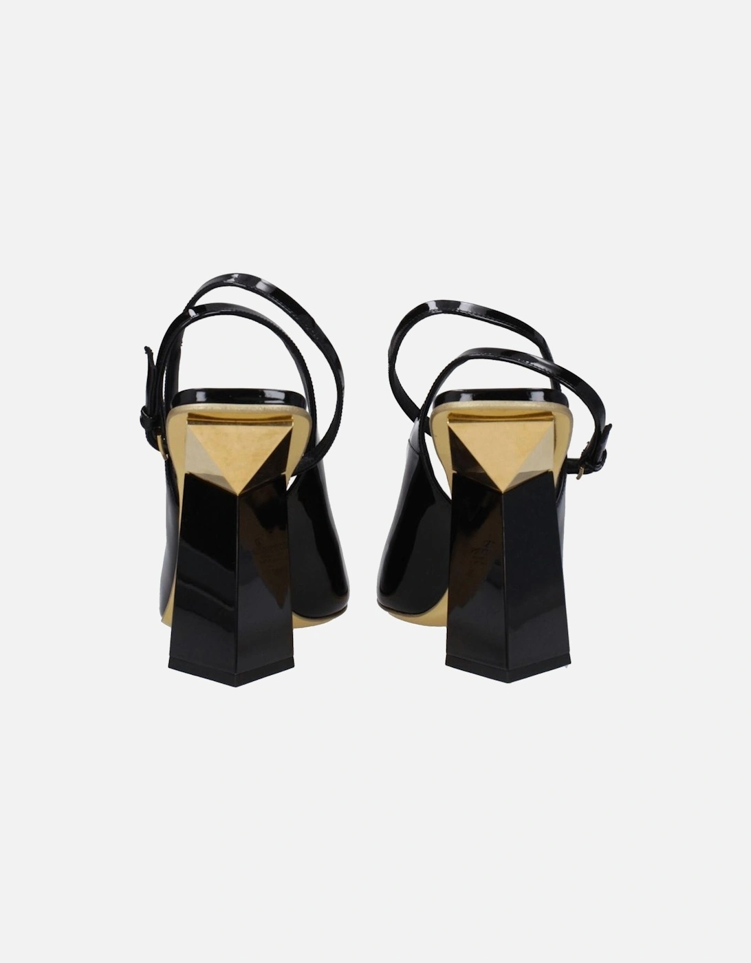 Patent Leather High Heel Sandals with Buckle Closure Women - Black