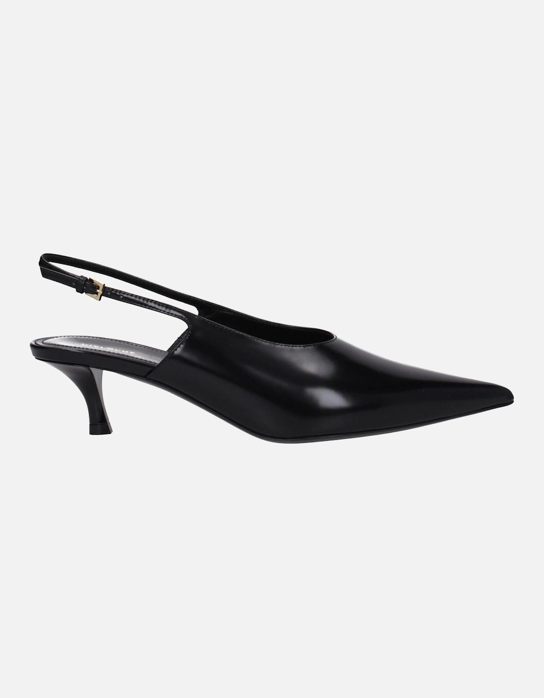 Pointy Toe Leather Mid Heel Sandals Women - Black, 6 of 5