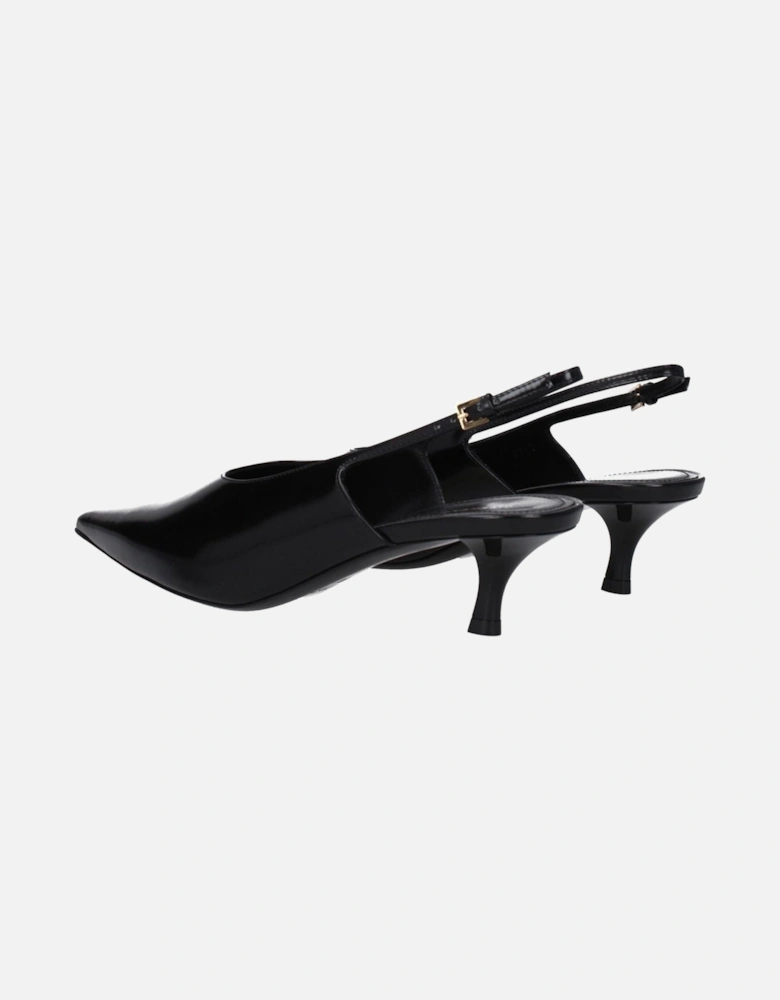 Pointy Toe Leather Mid Heel Sandals Women - Black