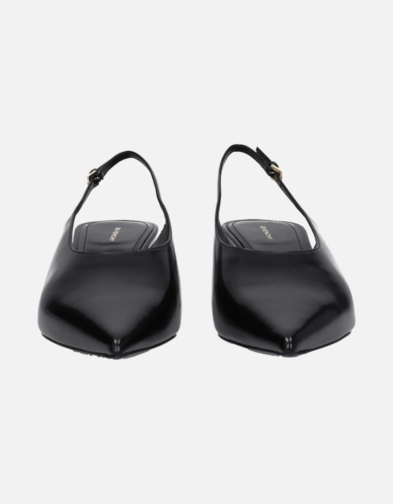 Pointy Toe Leather Mid Heel Sandals Women - Black