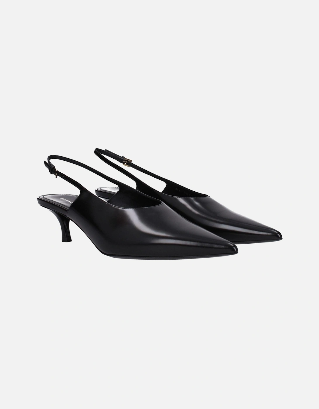 Pointy Toe Leather Mid Heel Sandals Women - Black
