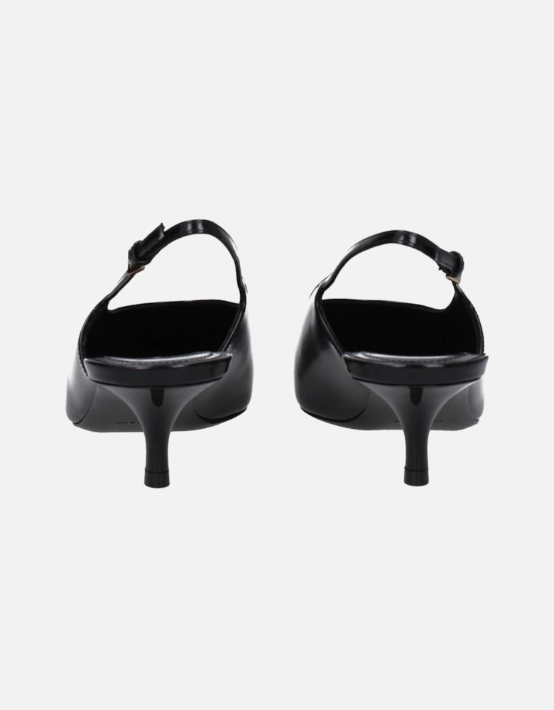 Pointy Toe Leather Mid Heel Sandals Women - Black