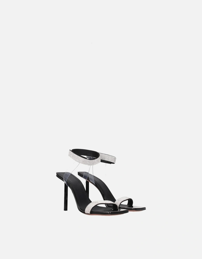 Rhinestone Embellished High Heel Open Toe Sandals Women - Black