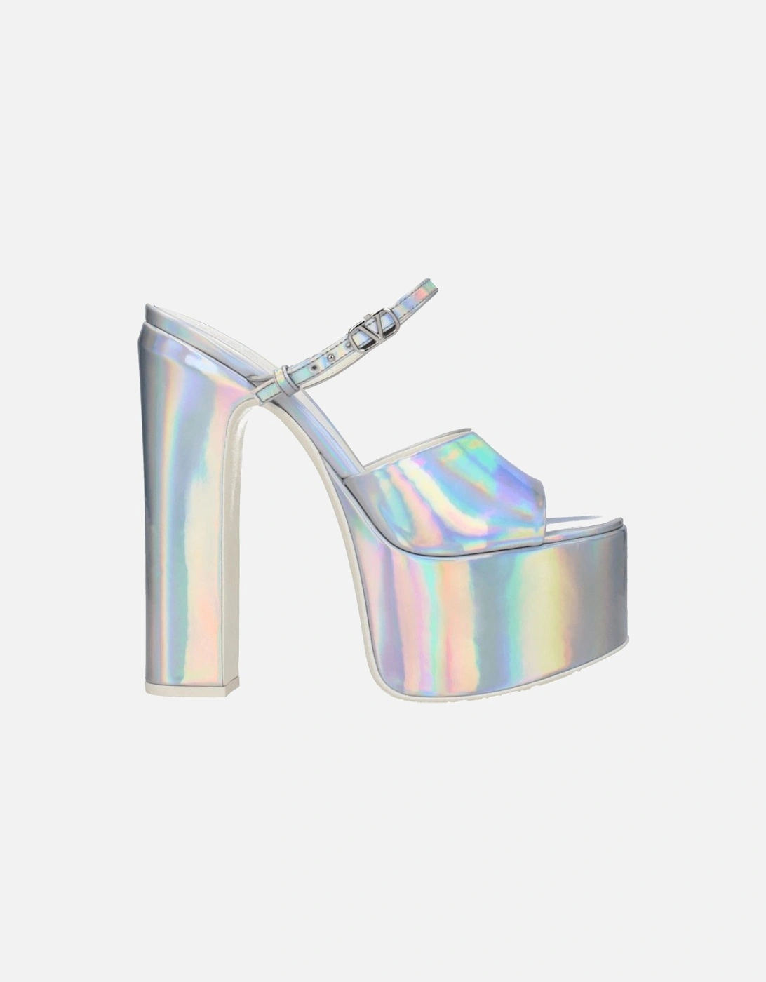 High Heel Patent Leather Sandals with Buckle Closure Women - Gray, 6 of 5