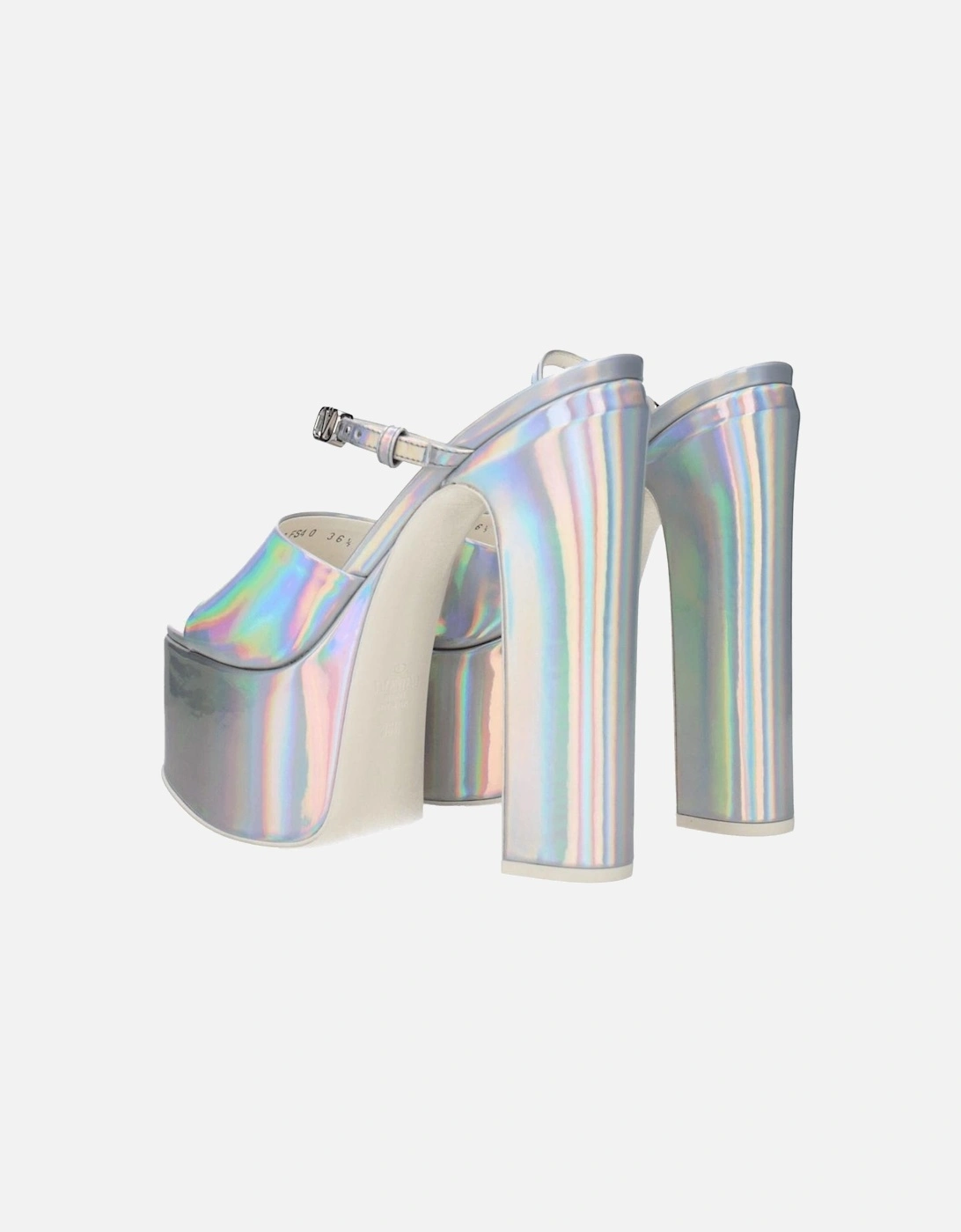 High Heel Patent Leather Sandals with Buckle Closure Women - Gray