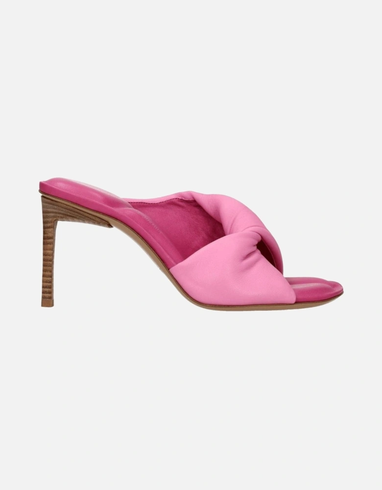 Mid Heel Leather Open Toe Sandals Women - Pink