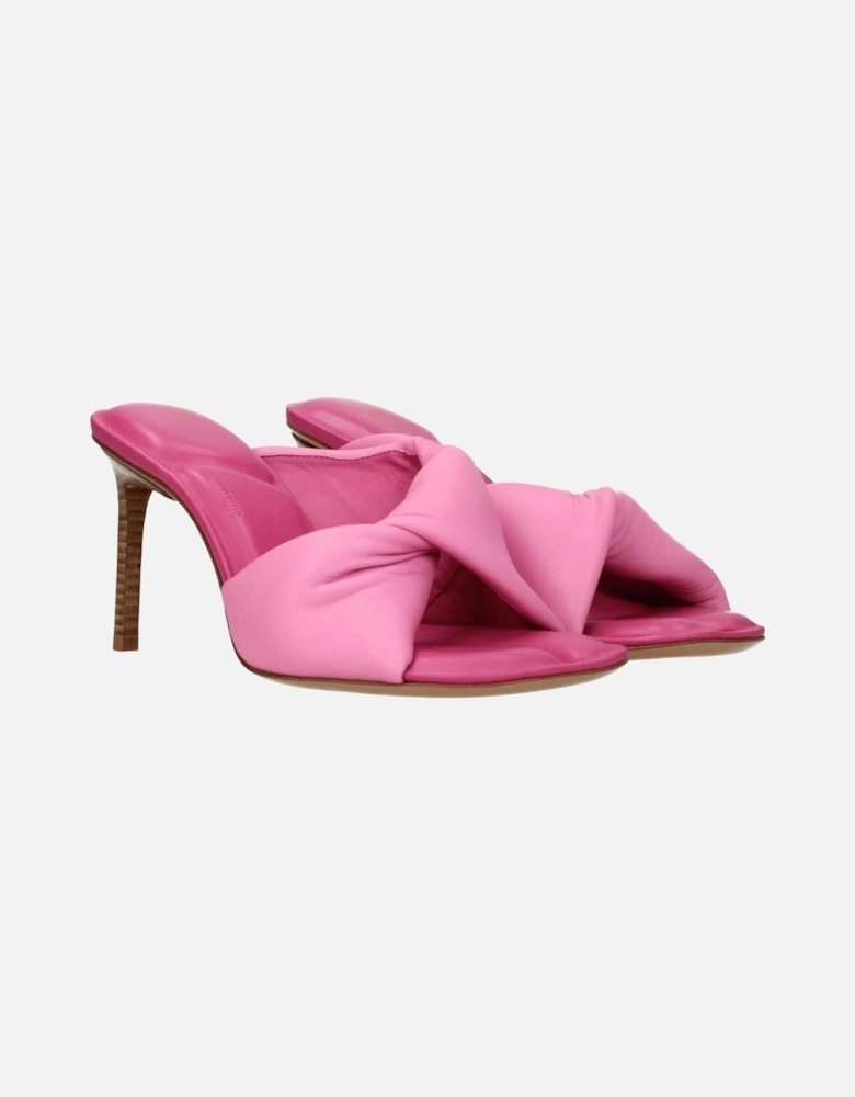 Mid Heel Leather Open Toe Sandals Women - Pink