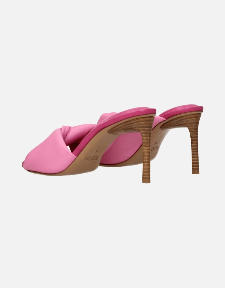 Mid Heel Leather Open Toe Sandals Women - Pink
