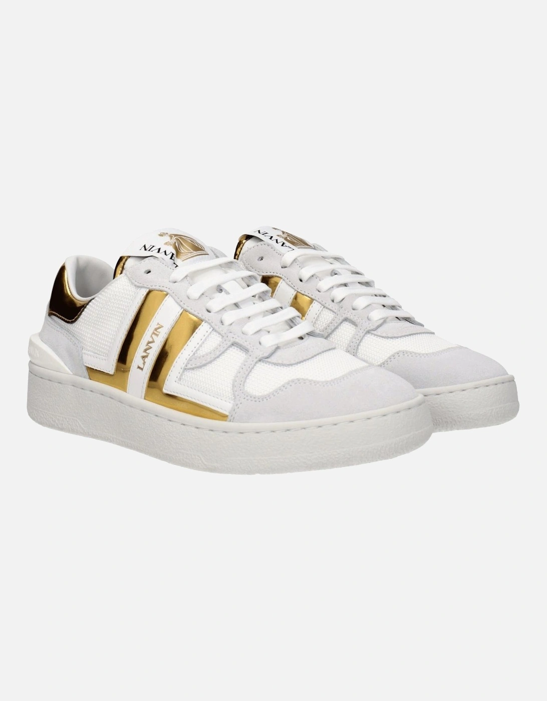 Leather Sneakers with Logo and Lace-Up Closure Women - White