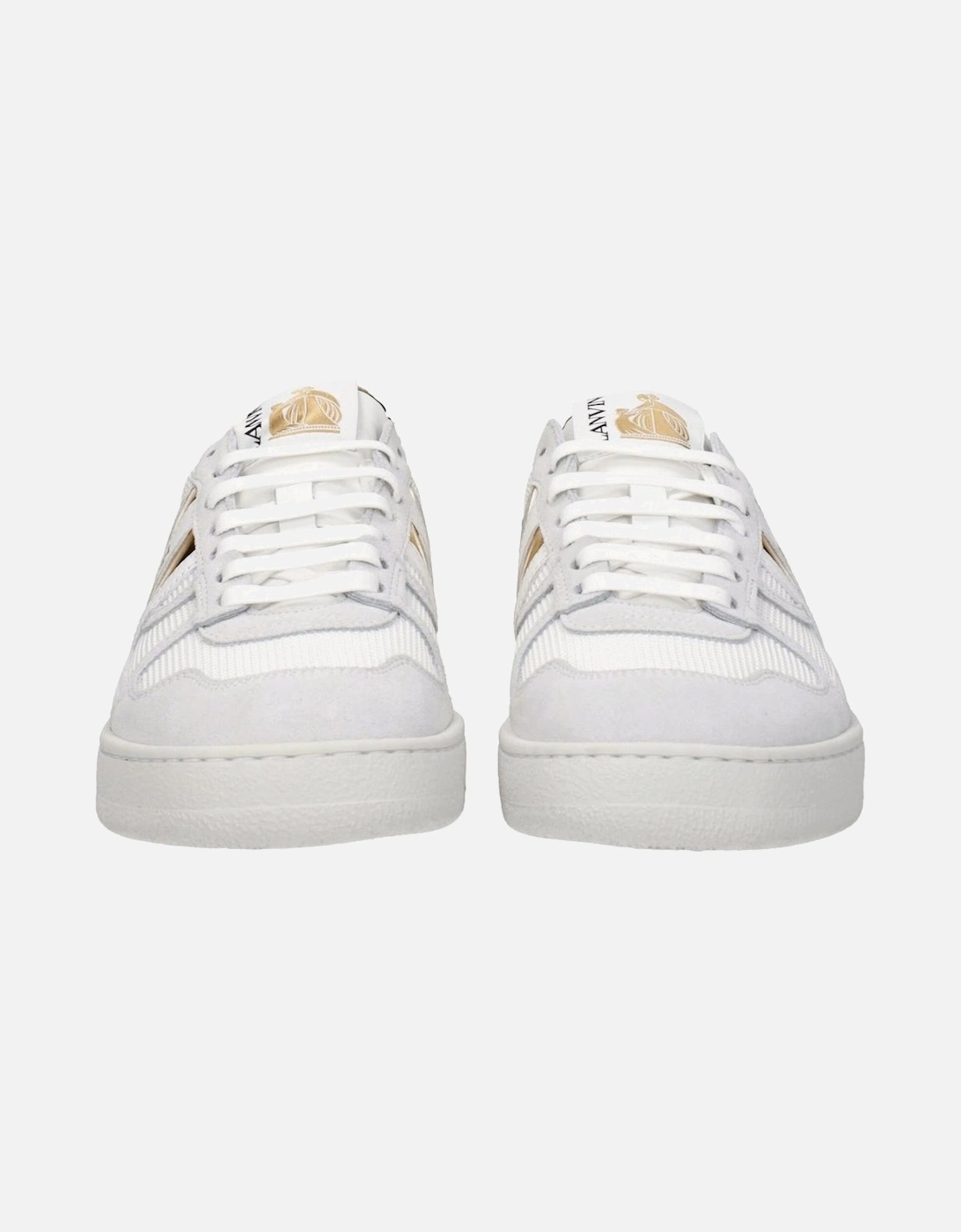 Leather Sneakers with Logo and Lace-Up Closure Women - White