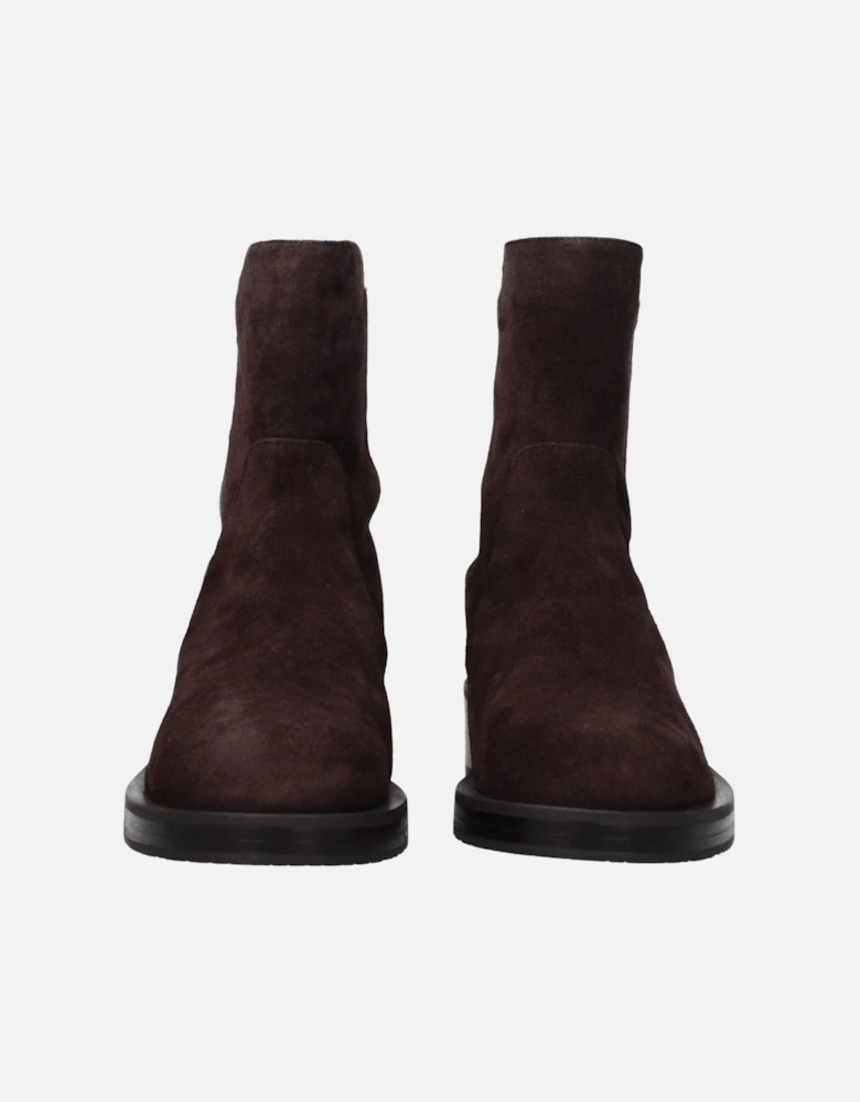 Suede Mid Heel Ankle Boots Women - Brown