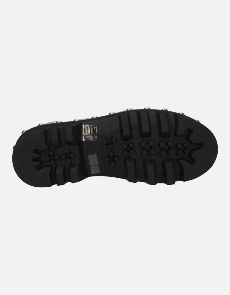Studded Vintage Effect Leather Ankle Boots Women - Black