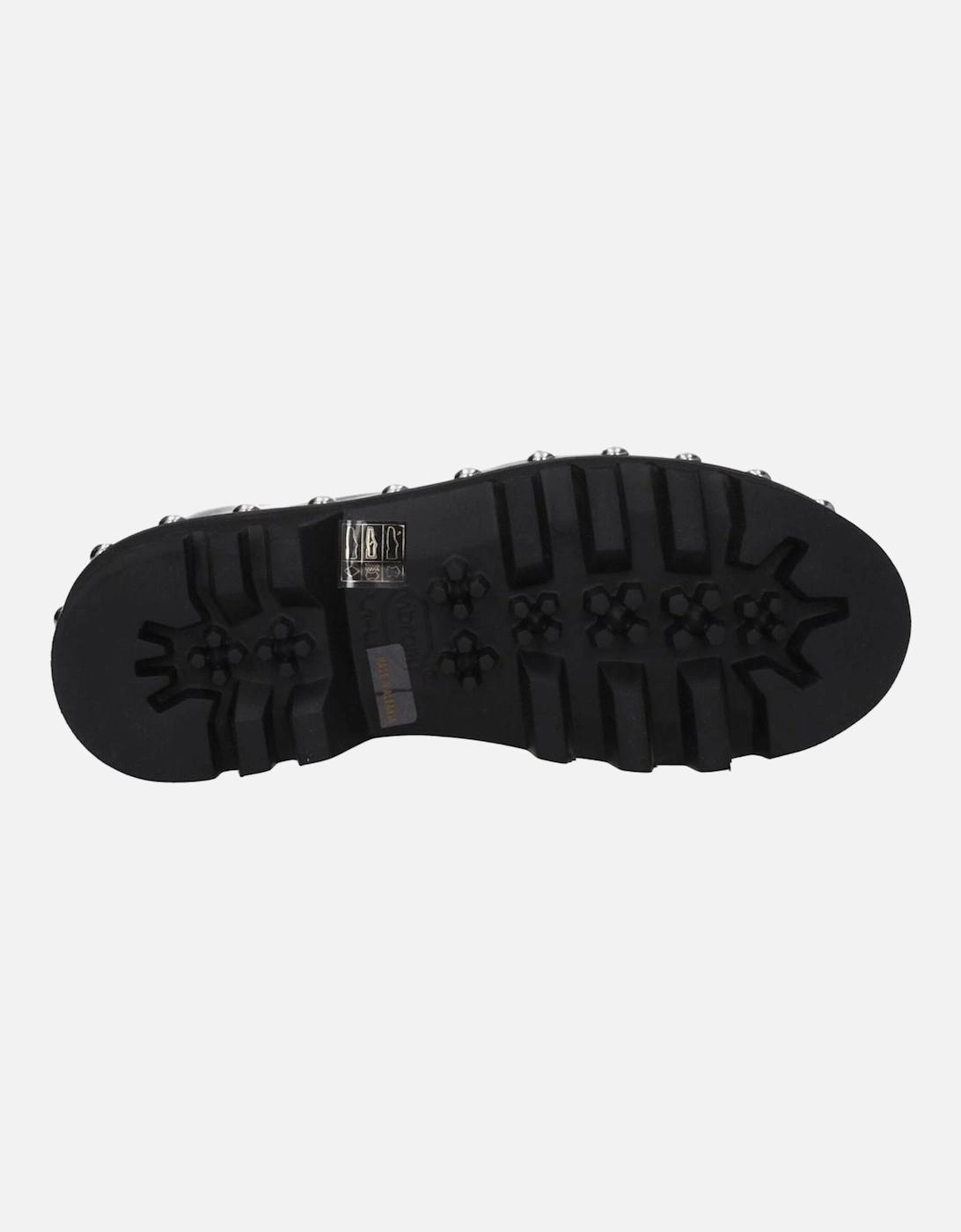 Studded Vintage Effect Leather Ankle Boots Women - Black