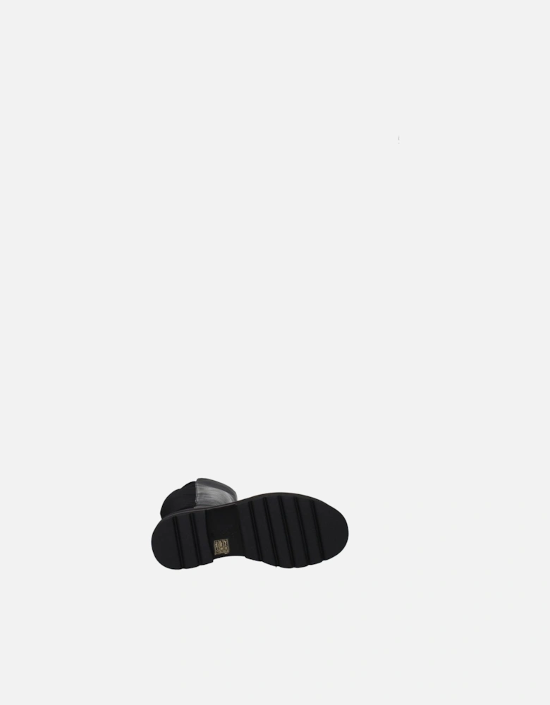 Vintage Effect Leather Mid Heel Boots Women - Black
