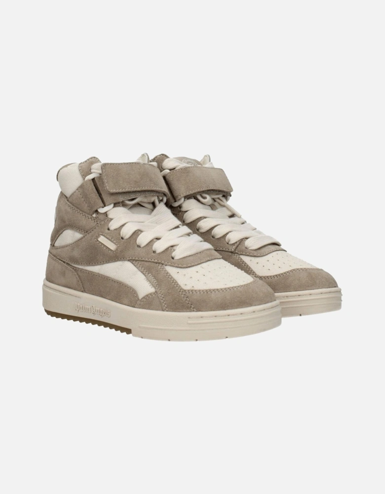 Suede Sneakers with Logo and Strap Closure Women - Beige