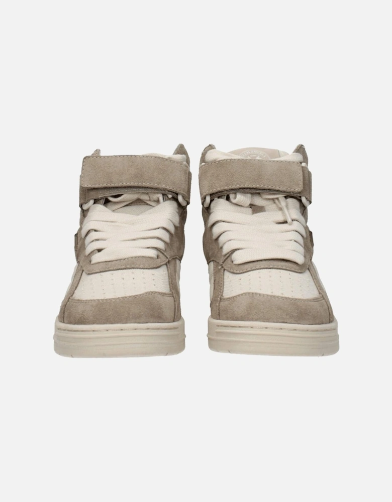 Suede Sneakers with Logo and Strap Closure Women - Beige