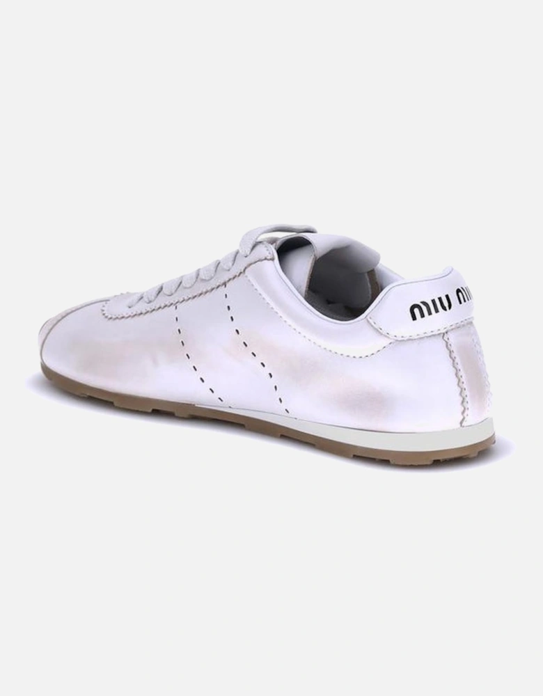 Perforated Leather Plume Sneakers with Rubber Sole Women - White