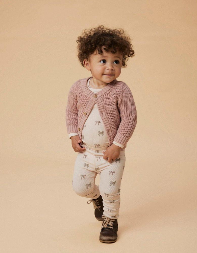Baby Girls Bow Print Long Sleeve Bodysuit - Peony Bow