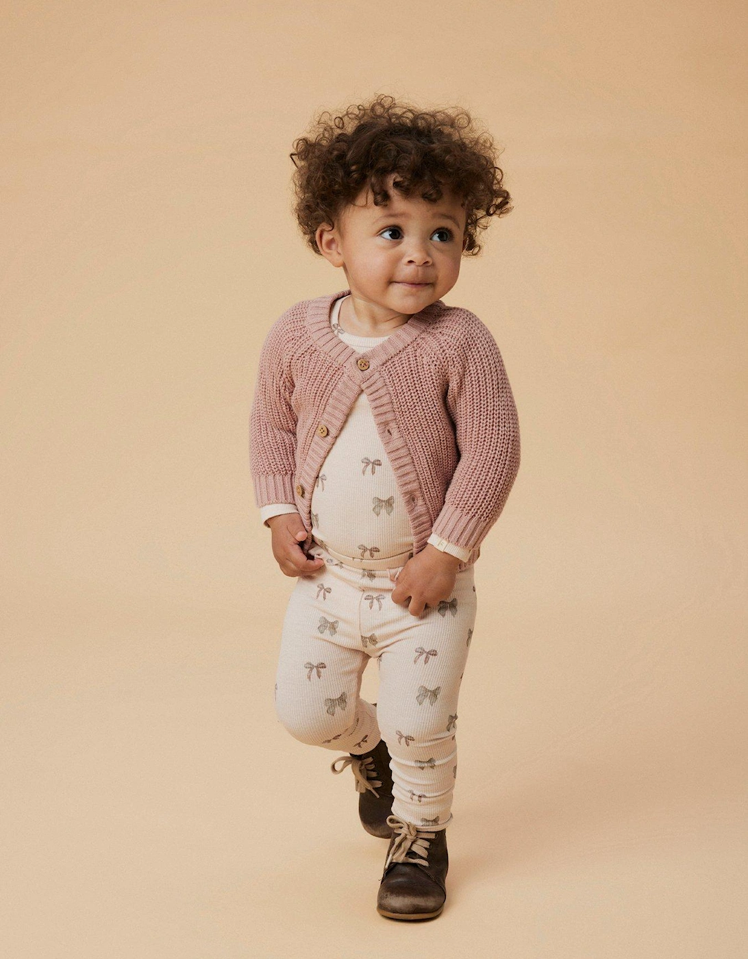 Baby Girls Bow Print Long Sleeve Bodysuit - Peony Bow, 2 of 1
