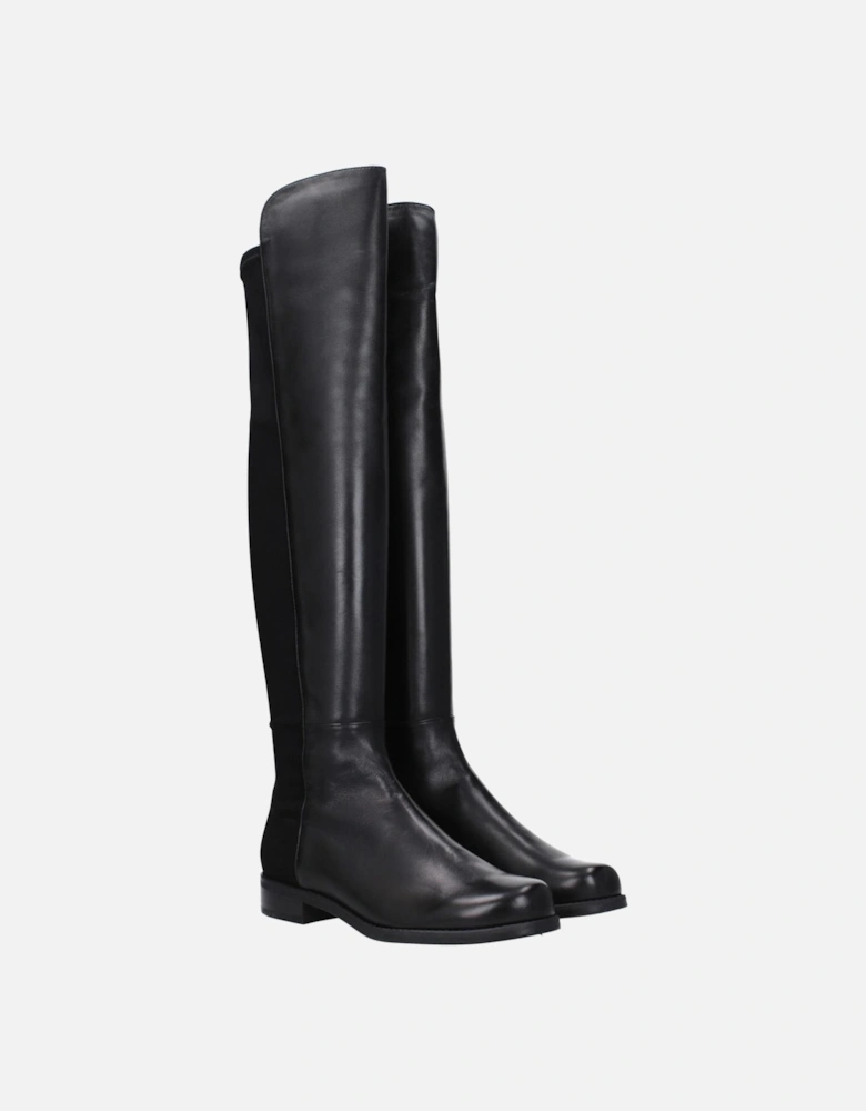 Vintage Effect Leather Boots with Rubber Sole Women - Black