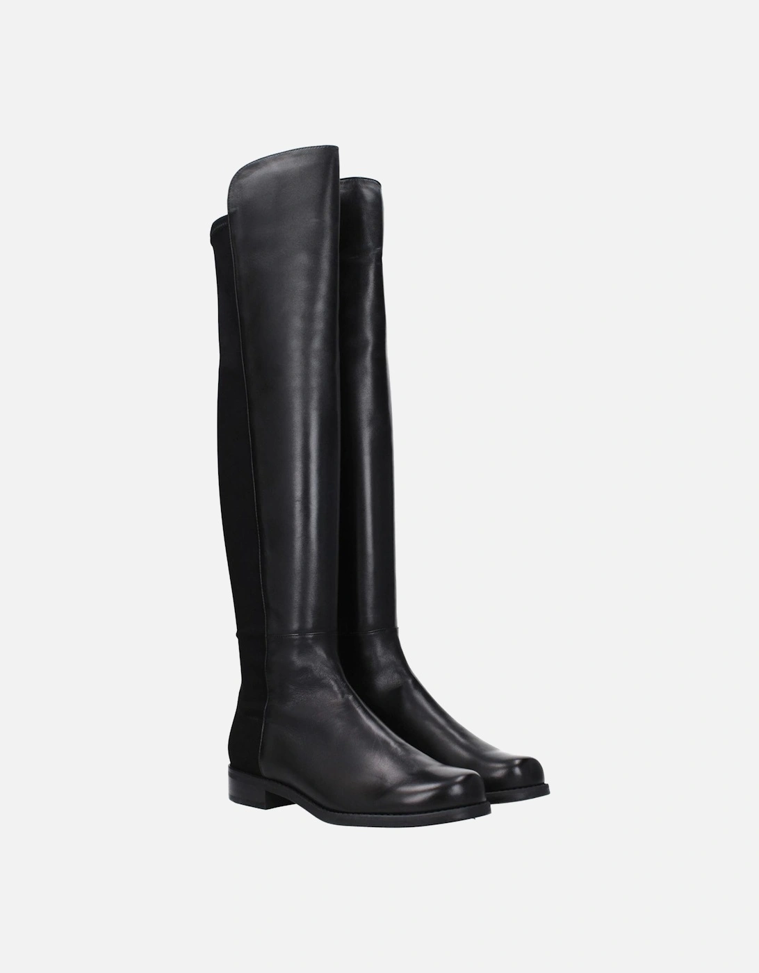 Vintage Effect Leather Boots with Rubber Sole Women - Black
