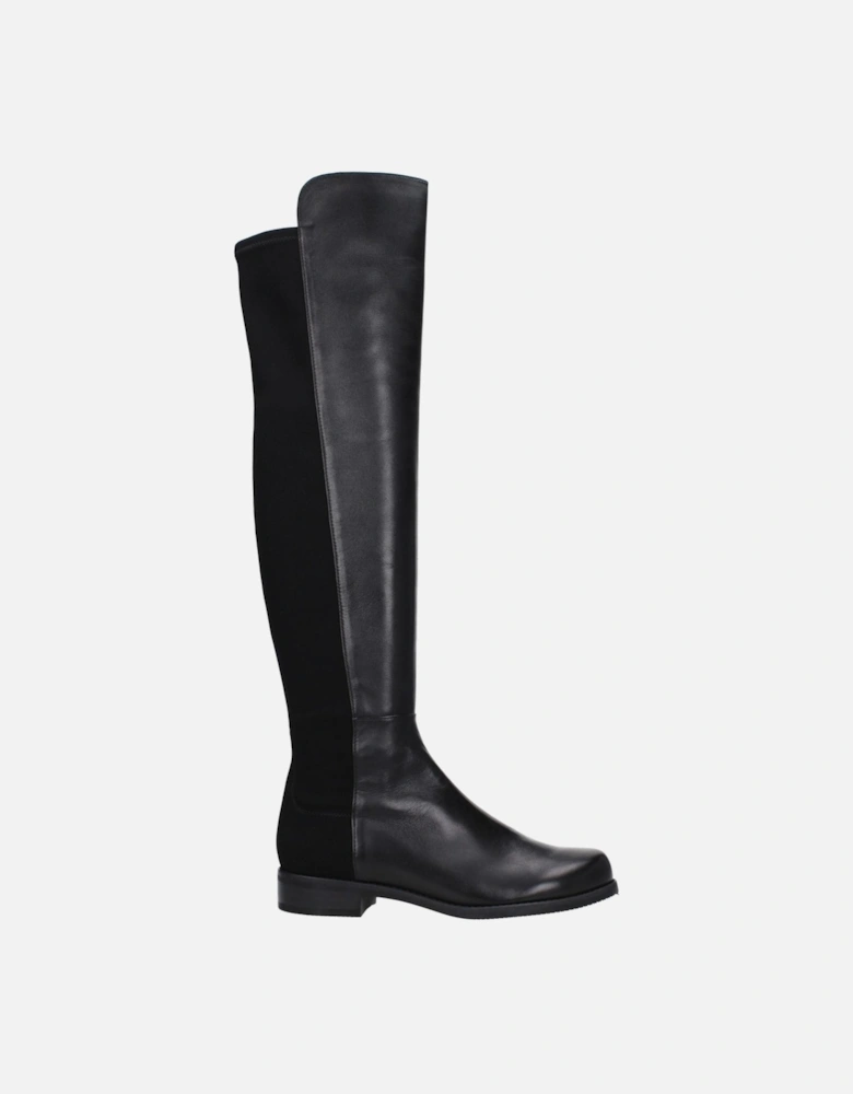 Vintage Effect Leather Boots with Rubber Sole Women - Black