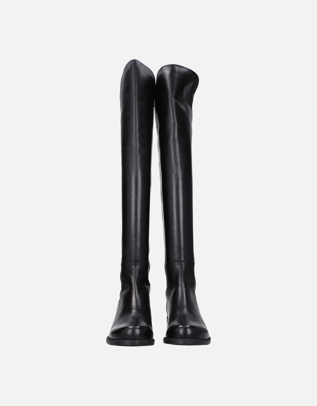 Vintage Effect Leather Boots with Rubber Sole Women - Black