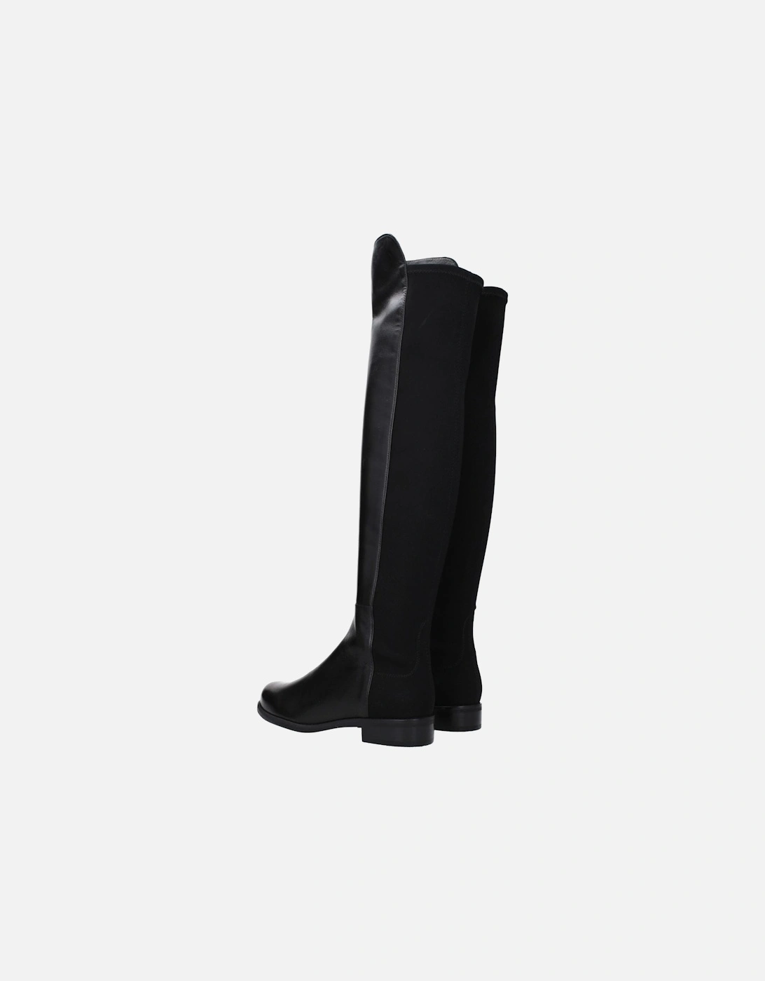 Vintage Effect Leather Boots with Rubber Sole Women - Black