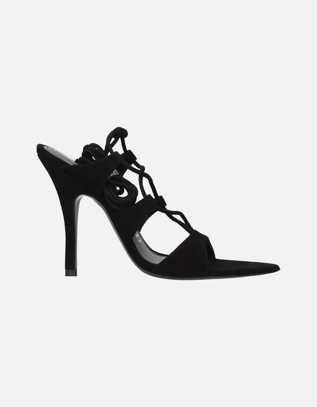 Suede High Heel Pointy Toe Sandals Women - Black, 6 of 5